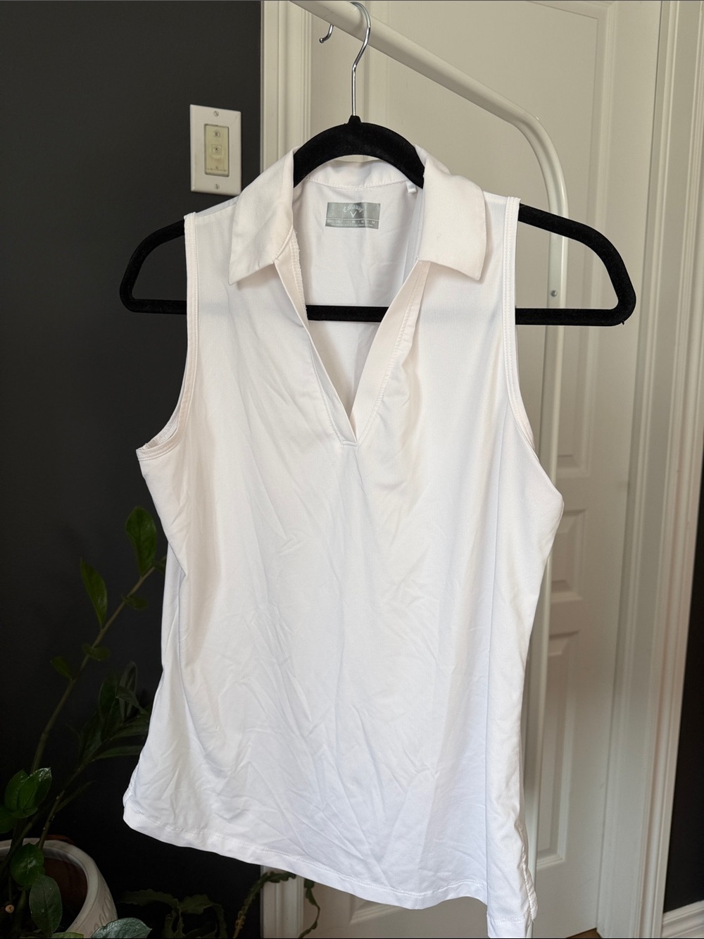 Callaway White Collared Sleeveless Golf Tank